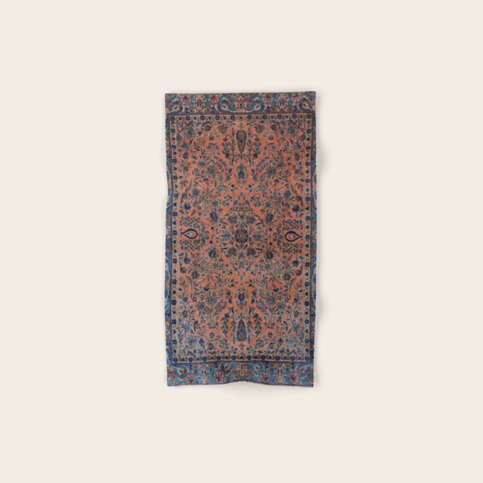 Manchester Kashan Floral Peach Persian Rug Print Bath Towel Gallery Image 1