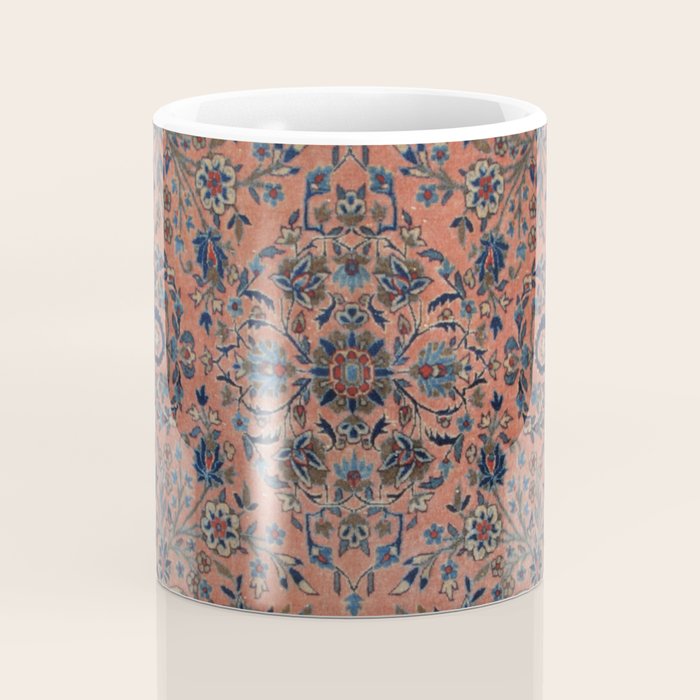 Manchester Kashan Floral Peach Persian Rug Print Coffee Mug Gallery Image 4