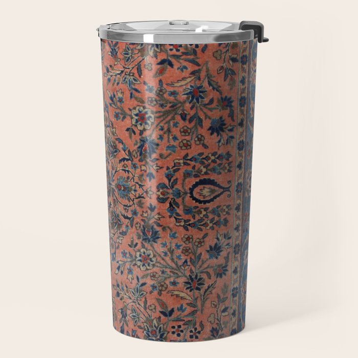 Manchester Kashan Floral Peach Persian Rug Print Travel Mug Gallery Image 2