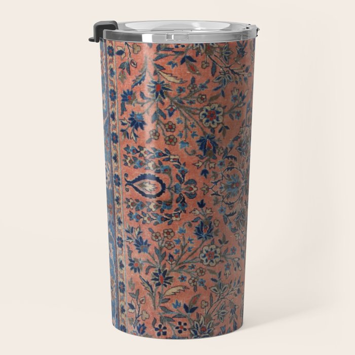 Manchester Kashan Floral Peach Persian Rug Print Travel Mug Gallery Image 3