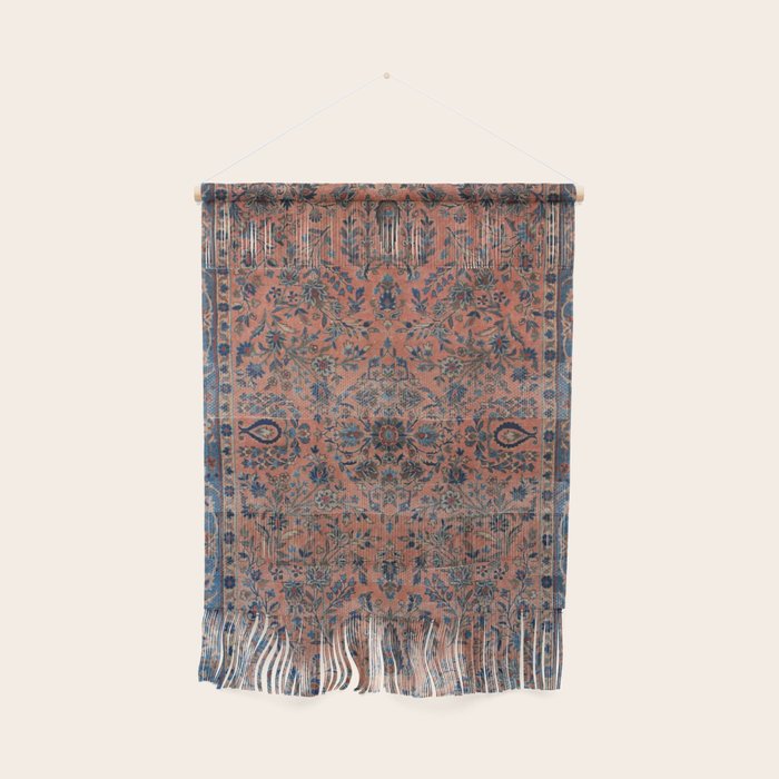 Manchester Kashan Floral Peach Persian Rug Print Wall Hanging Gallery Image 1