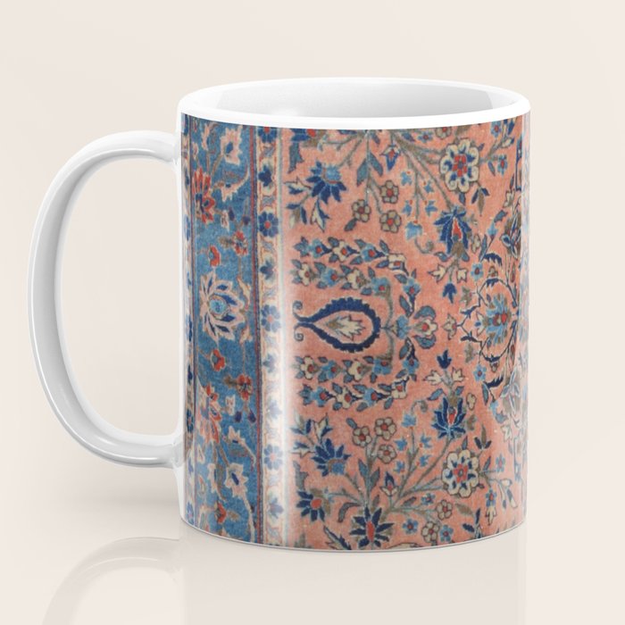 Manchester Kashan Floral Peach Persian Rug Print Coffee Mug Gallery Image 3