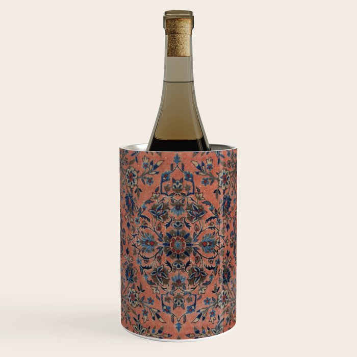 Manchester Kashan Floral Peach Persian Rug Print Wine Chiller Gallery Image 1