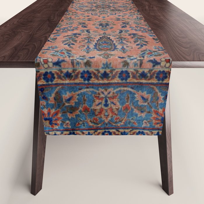 Manchester Kashan Floral Peach Persian Rug Print Table Runner Gallery Image 1