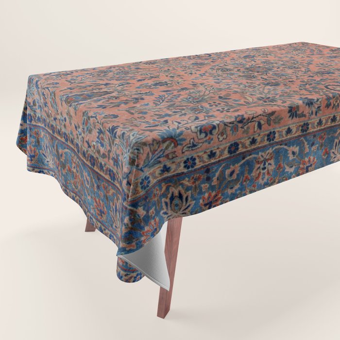 Manchester Kashan Floral Peach Persian Rug Print Tablecloth Gallery Image 1