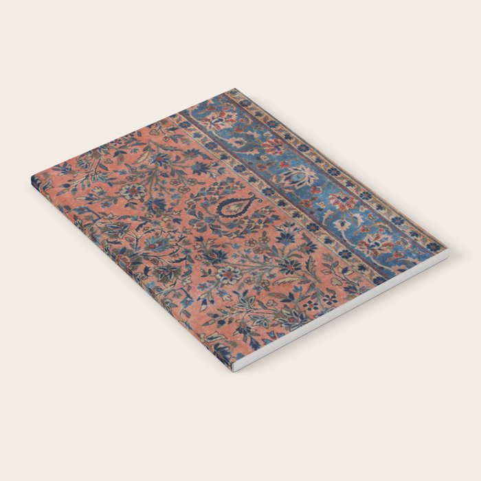 Manchester Kashan Floral Peach Persian Rug Print Notebook Gallery Image 1