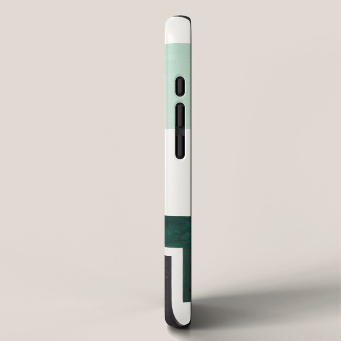 Deep Green Pattern Mid-century Modern Simple Geometric Pattern Watercolor Minimalist Art Squares iPhone Case Gallery Image 2