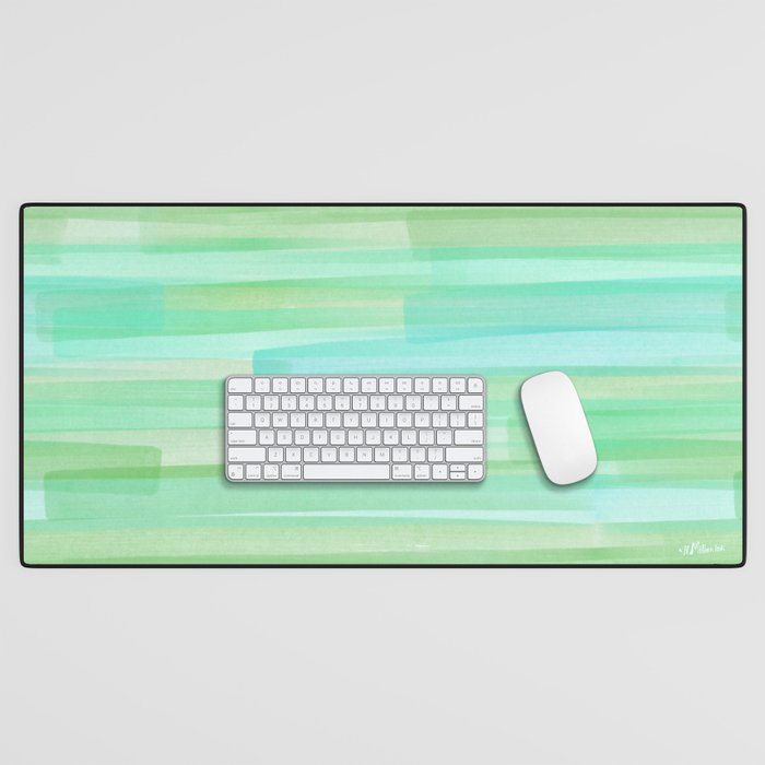 Abstract Watercolor Waves in Ocean Teal Desk Mat Gallery Image 1