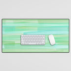 Abstract Watercolor Waves in Ocean Teal Desk Mat Gallery Image 1