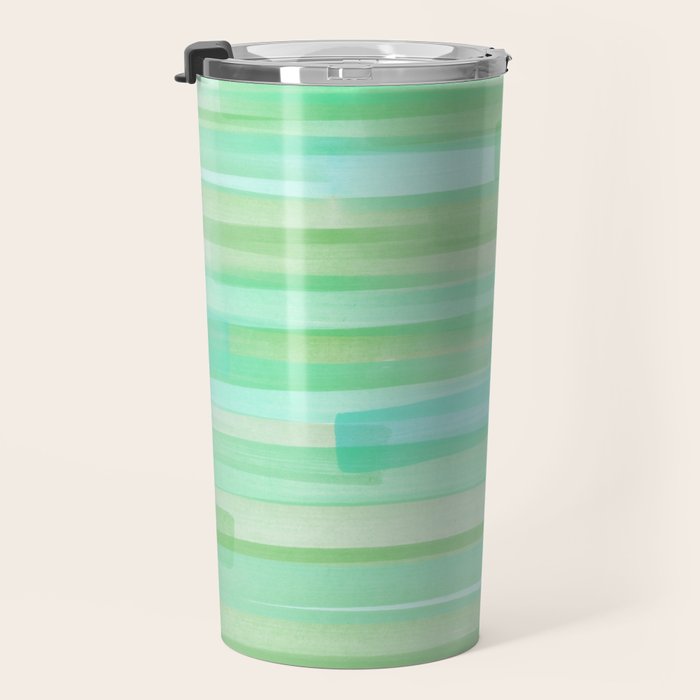 Abstract Watercolor Waves in Ocean Teal Travel Mug Gallery Image 3