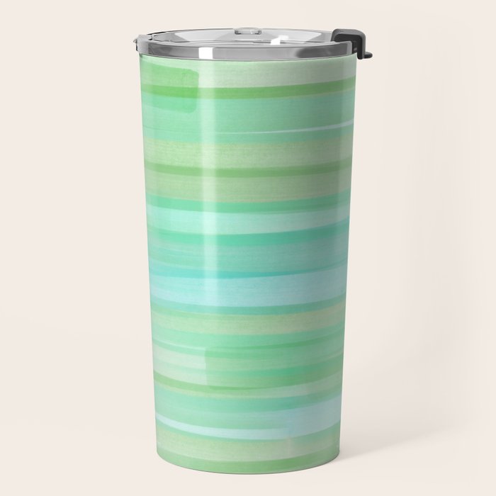 Abstract Watercolor Waves in Ocean Teal Travel Mug Gallery Image 2