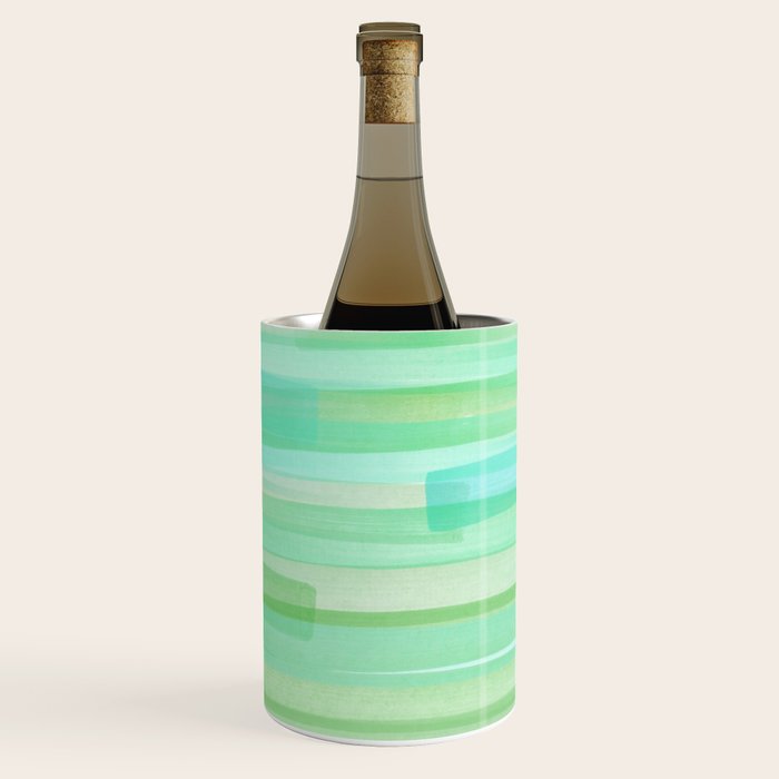Abstract Watercolor Waves in Ocean Teal Wine Chiller Gallery Image 2