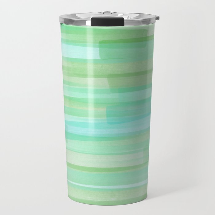 Abstract Watercolor Waves in Ocean Teal Travel Mug Gallery Image 1