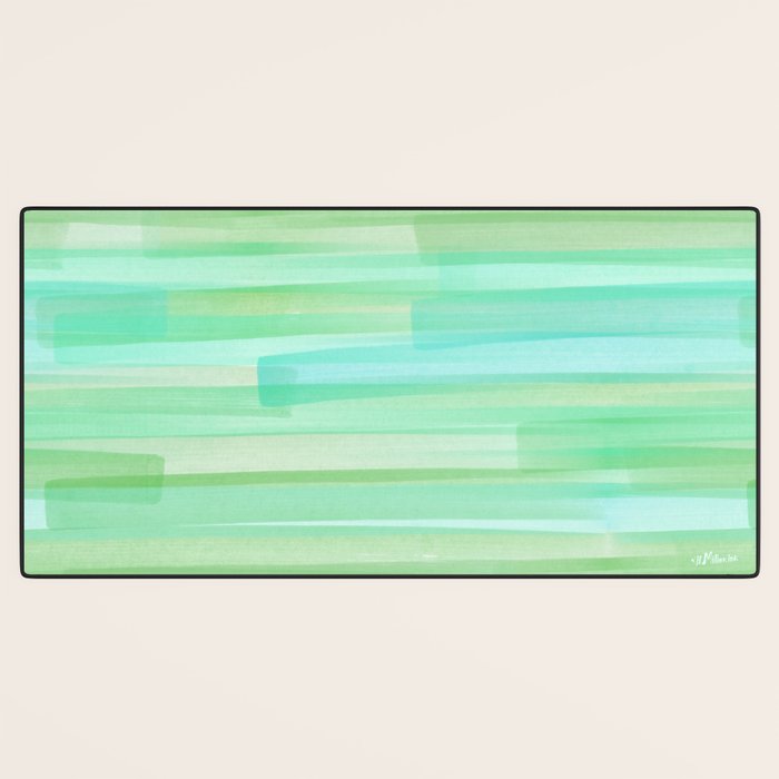 Abstract Watercolor Waves in Ocean Teal Desk Mat Gallery Image 3