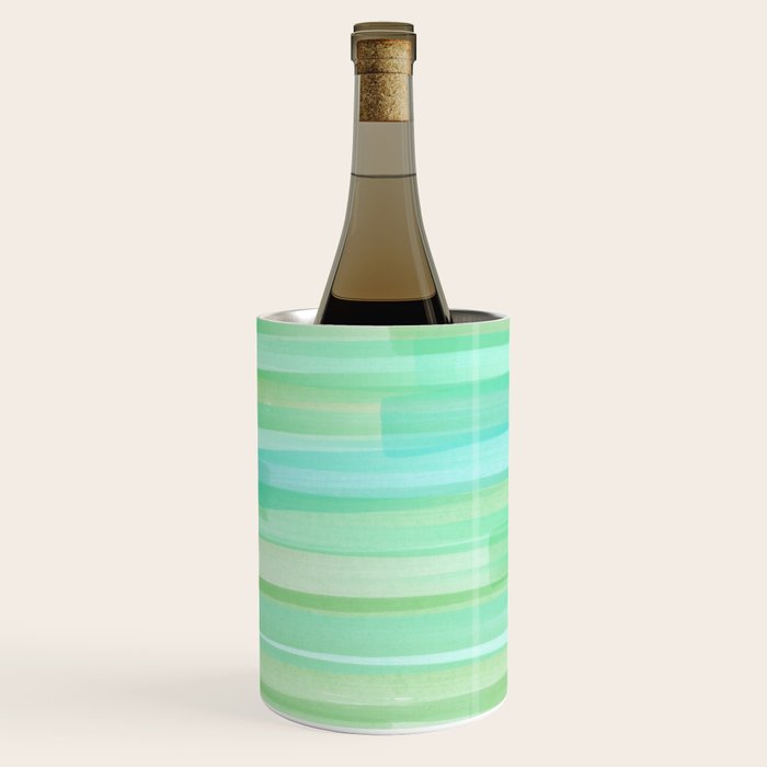 Abstract Watercolor Waves in Ocean Teal Wine Chiller Gallery Image 1