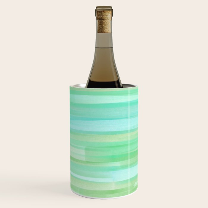 Abstract Watercolor Waves in Ocean Teal Wine Chiller Gallery Image 3