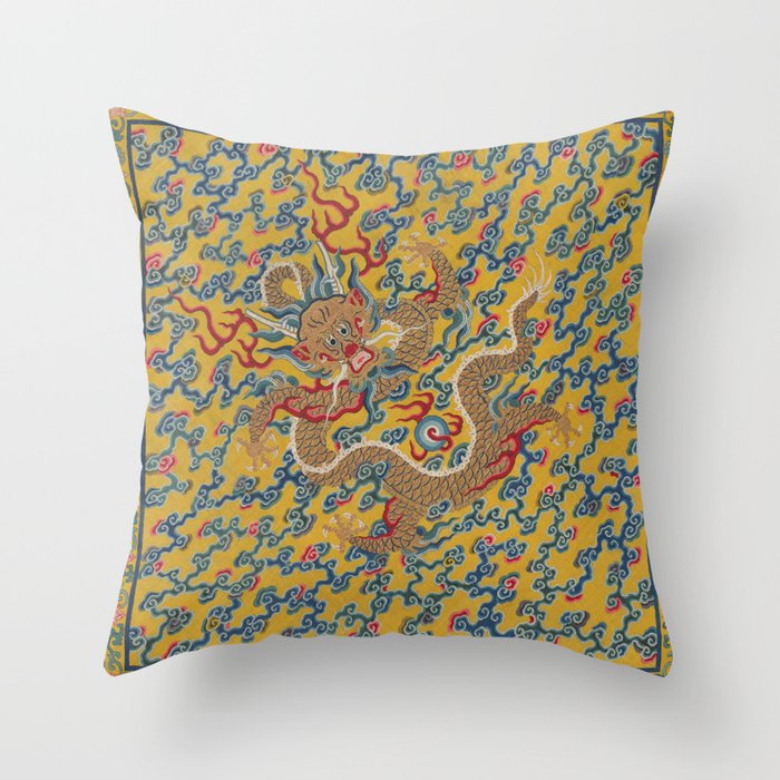 Chinese Dragon Wrapper for the Tapestry Scroll Mingling of Clear and Muddy Water at the Junction of the Jing and Wei Rivers  Throw Pillow Gallery Image 6