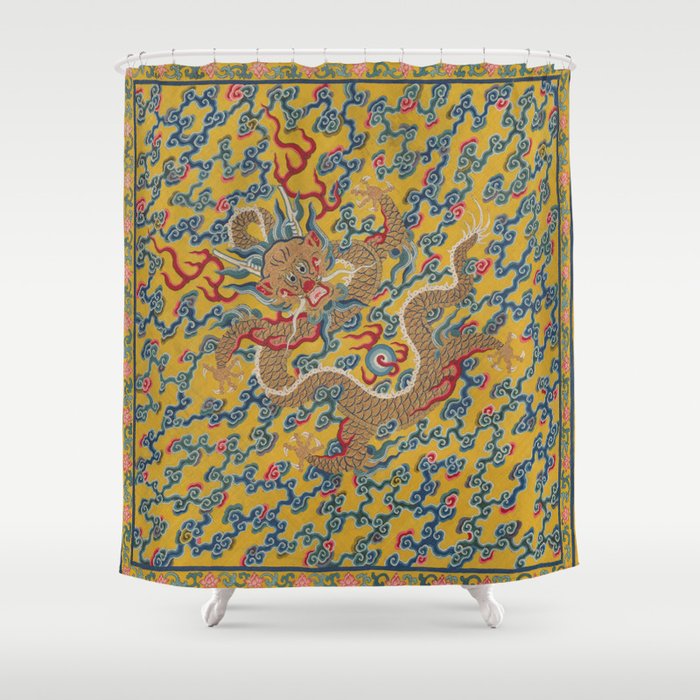 Chinese Dragon Wrapper for the Tapestry Scroll Mingling of Clear and Muddy Water at the Junction of the Jing and Wei Rivers  Shower Curtain Gallery Image 1