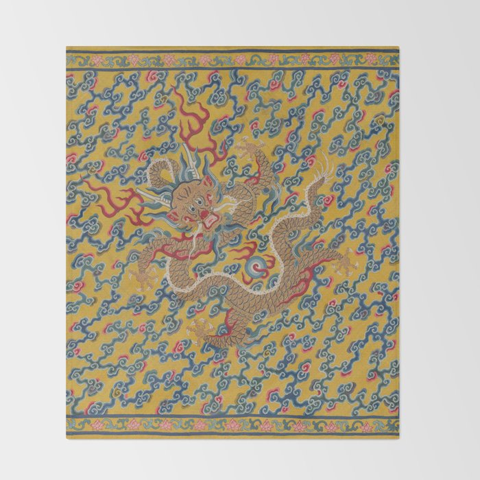 Chinese Dragon Wrapper for the Tapestry Scroll Mingling of Clear and Muddy Water at the Junction of the Jing and Wei Rivers  Throw Blanket Gallery Image 2
