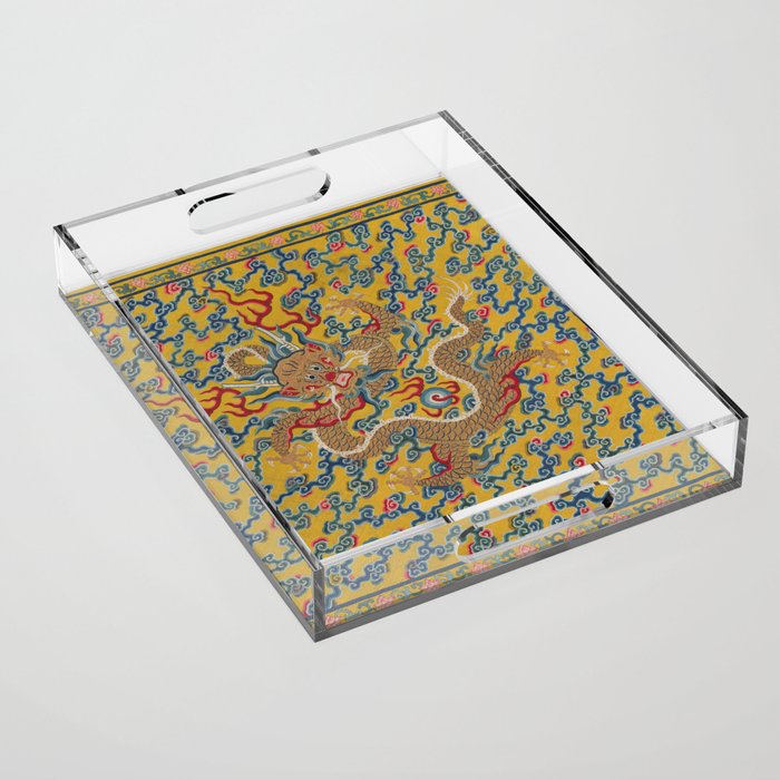 Chinese Dragon Wrapper for the Tapestry Scroll Mingling of Clear and Muddy Water at the Junction of the Jing and Wei Rivers  Acrylic Tray Gallery Image 1