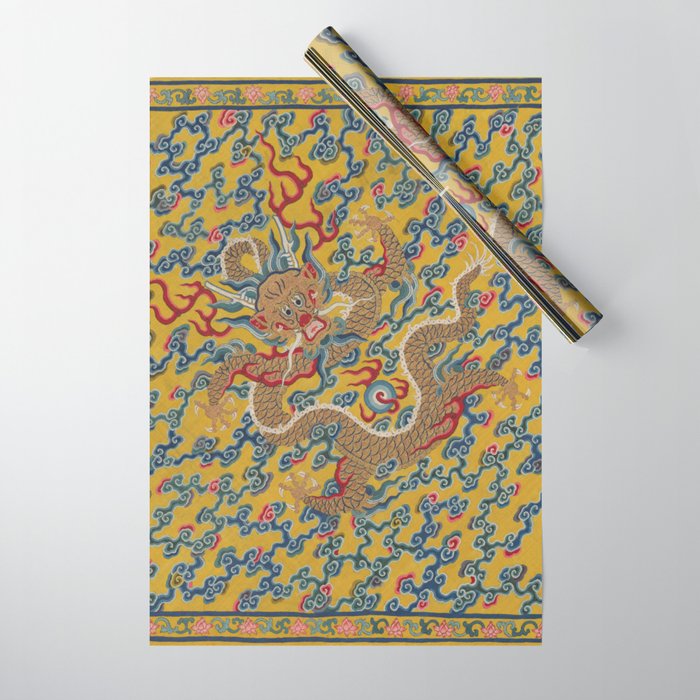Chinese Dragon Wrapper for the Tapestry Scroll Mingling of Clear and Muddy Water at the Junction of the Jing and Wei Rivers  Wrapping Paper Gallery Image 1
