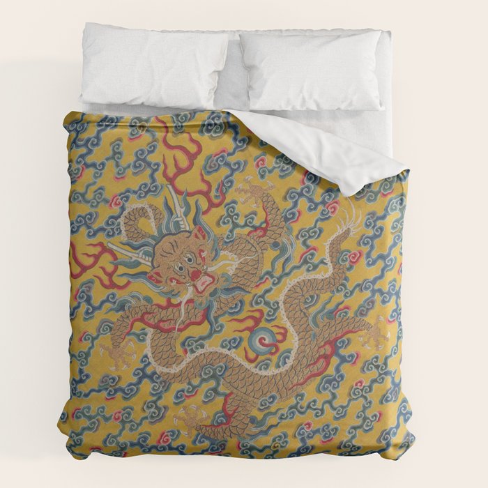 Chinese Dragon Wrapper for the Tapestry Scroll Mingling of Clear and Muddy Water at the Junction of the Jing and Wei Rivers  Duvet Cover Gallery Image 2