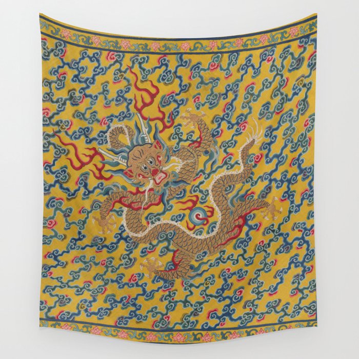 Chinese Dragon Wrapper for the Tapestry Scroll Mingling of Clear and Muddy Water at the Junction of the Jing and Wei Rivers  Wall Tapestry Gallery Image 4