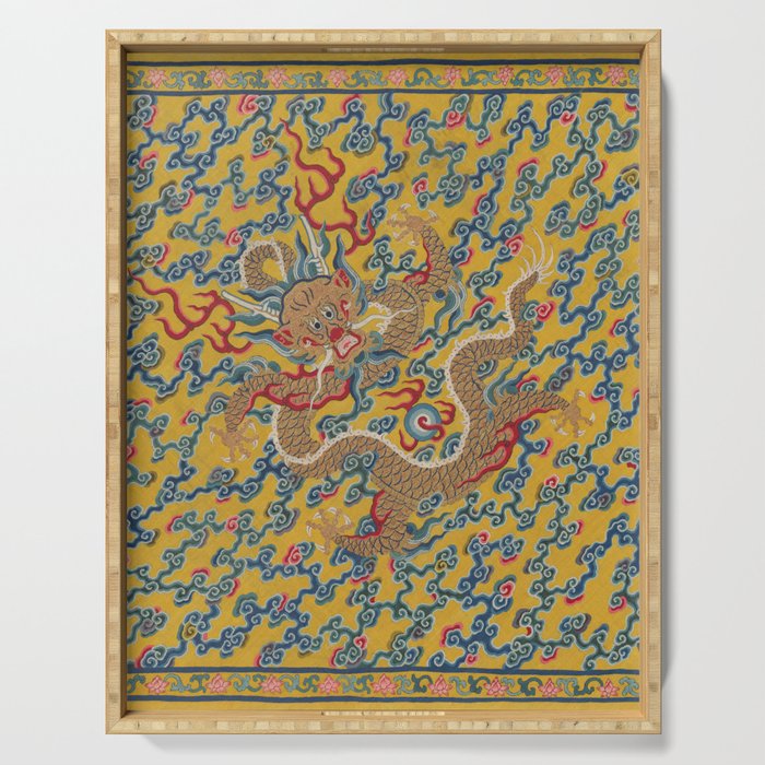 Chinese Dragon Wrapper for the Tapestry Scroll Mingling of Clear and Muddy Water at the Junction of the Jing and Wei Rivers  Serving Tray Gallery Image 1