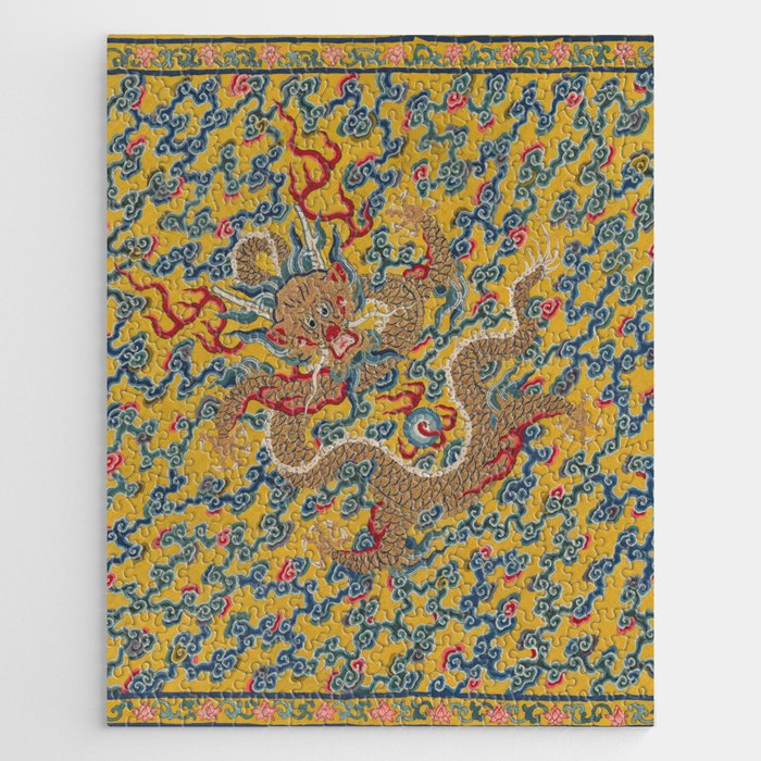Chinese Dragon Wrapper for the Tapestry Scroll Mingling of Clear and Muddy Water at the Junction of the Jing and Wei Rivers  Jigsaw Puzzle Gallery Image 1
