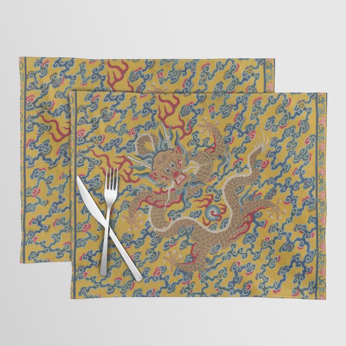 Chinese Dragon Wrapper for the Tapestry Scroll Mingling of Clear and Muddy Water at the Junction of the Jing and Wei Rivers  Placemat Gallery Image 1