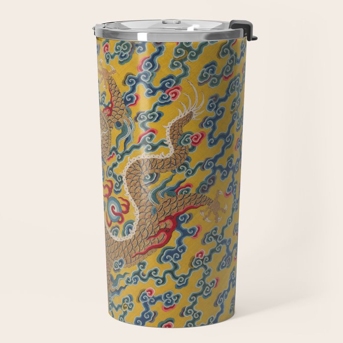 Chinese Dragon Wrapper for the Tapestry Scroll Mingling of Clear and Muddy Water at the Junction of the Jing and Wei Rivers  Travel Mug Gallery Image 2