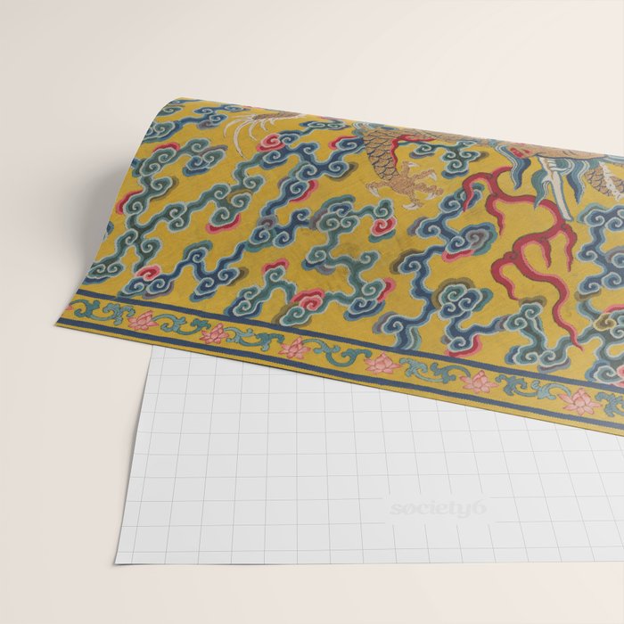 Chinese Dragon Wrapper for the Tapestry Scroll Mingling of Clear and Muddy Water at the Junction of the Jing and Wei Rivers  Wrapping Paper Gallery Image 2