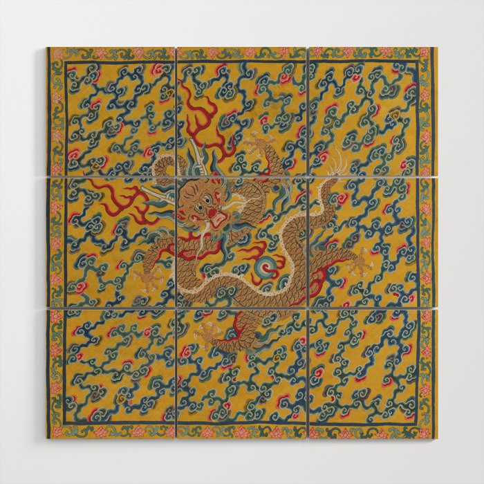 Chinese Dragon Wrapper for the Tapestry Scroll Mingling of Clear and Muddy Water at the Junction of the Jing and Wei Rivers  Wood Wall Art Gallery Image 1