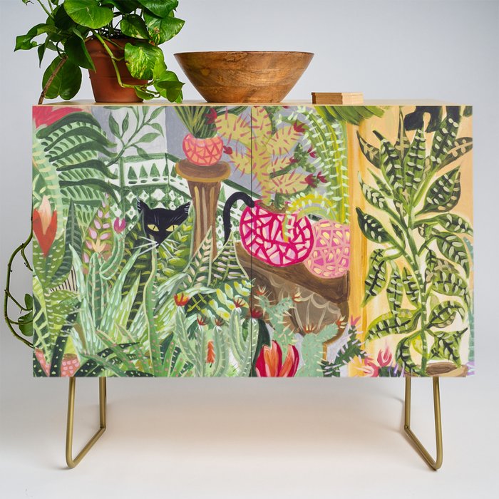 Black cat in the Garden Credenza Gallery Image 1