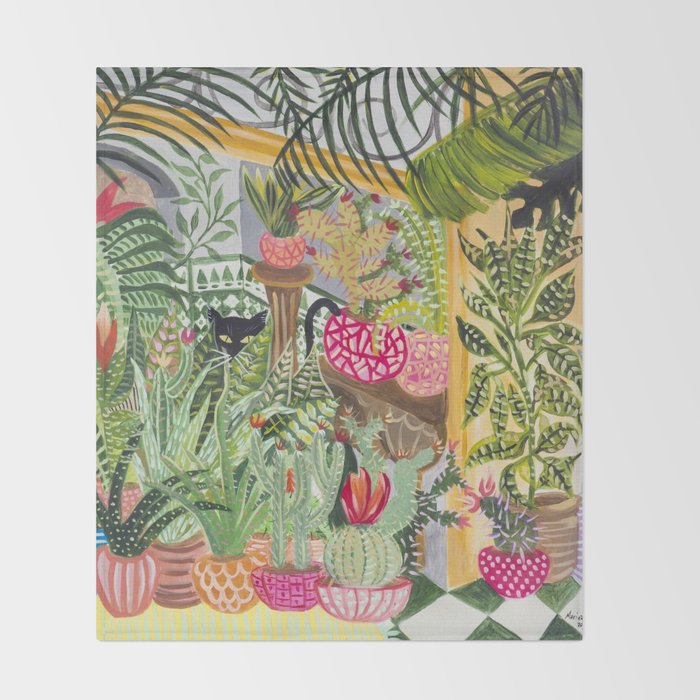 Black cat in the Garden Throw Blanket Gallery Image 2