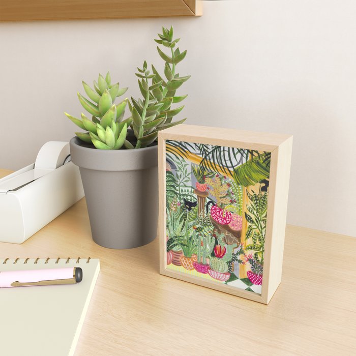 Black cat in the Garden Mini Art Print Gallery Image 2
