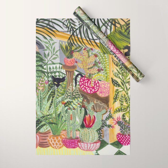 Black cat in the Garden Wrapping Paper Gallery Image 1