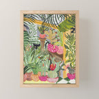 Black cat in the Garden Mini Art Print Gallery Image 1