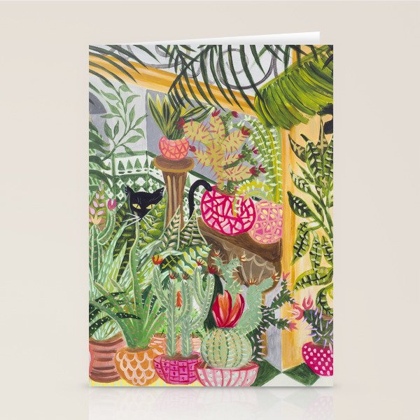 Black cat in the Garden Stationery Card Gallery Image 1
