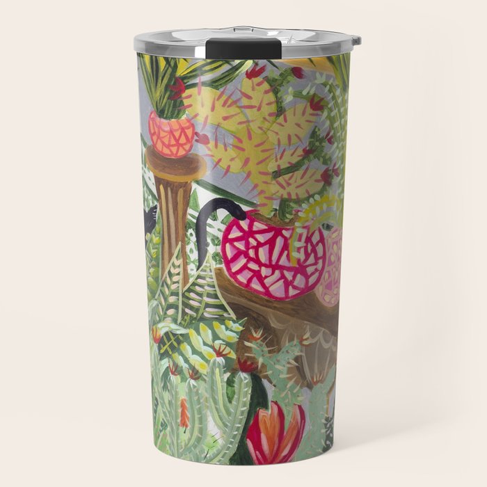 Black cat in the Garden Travel Mug Gallery Image 1