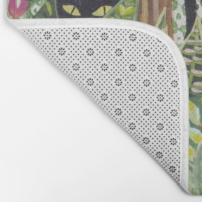 Black cat in the Garden Bath Mat Gallery Image 2