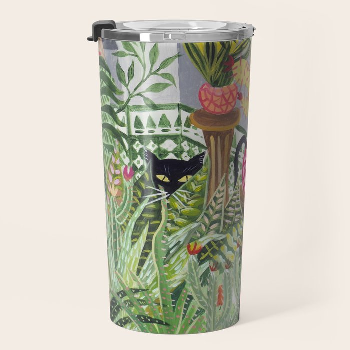 Black cat in the Garden Travel Mug Gallery Image 3