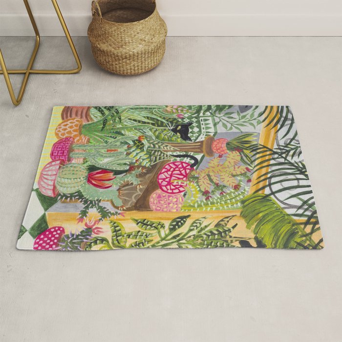 Black cat in the Garden Rug Gallery Image 1
