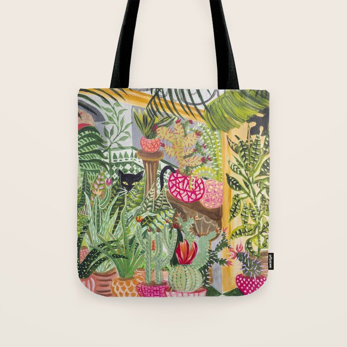 Black cat in the Garden Tote Bag Gallery Image 1
