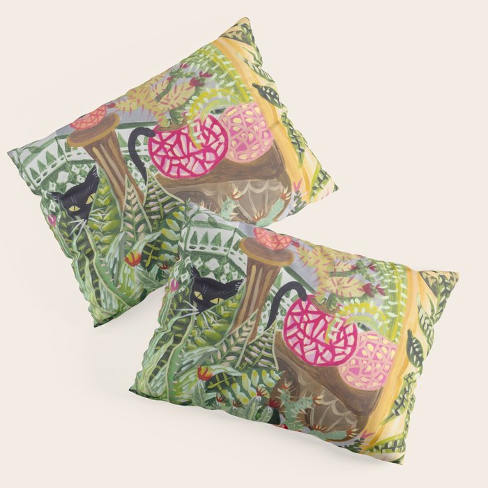 Black cat in the Garden Pillow Sham Gallery Image 1