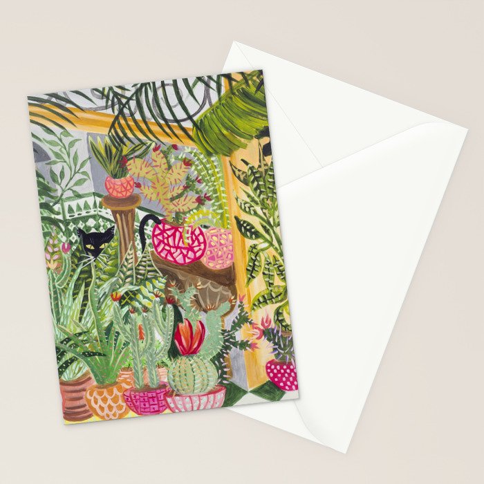 Black cat in the Garden Stationery Card Gallery Image 2