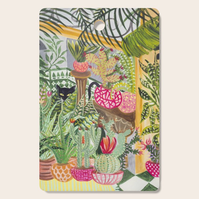 Black cat in the Garden Cutting Board Gallery Image 1
