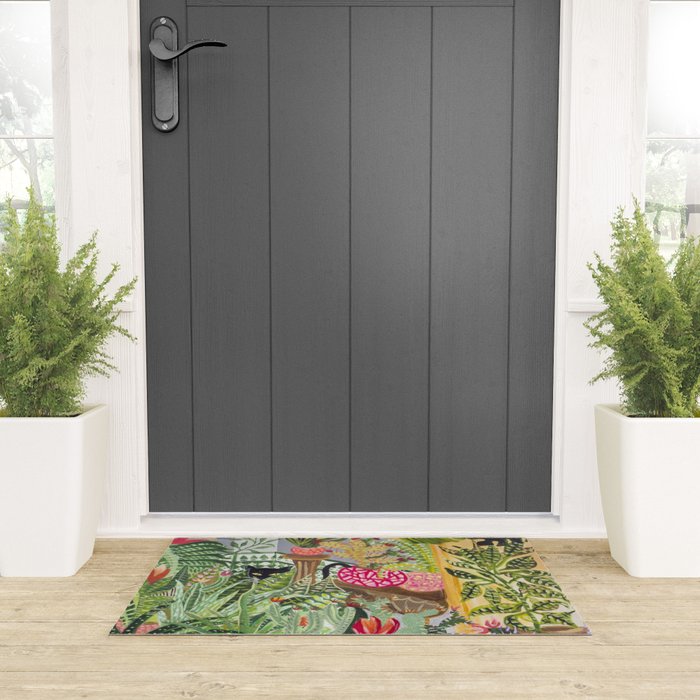 Black cat in the Garden Welcome Mat Gallery Image 3