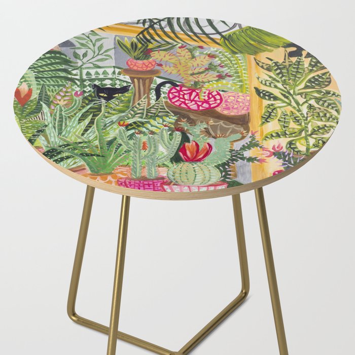 Black cat in the Garden Side Table Gallery Image 2