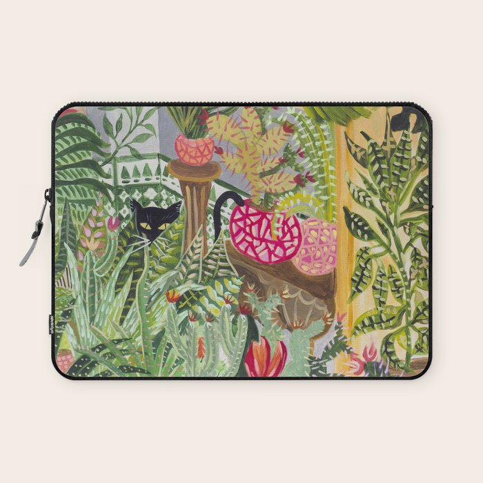 Black cat in the Garden Laptop Sleeve Gallery Image 1